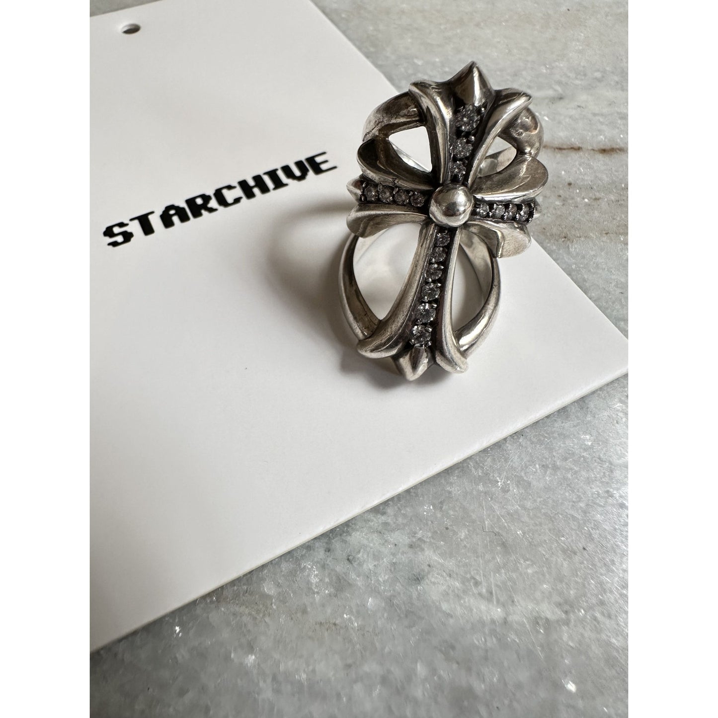 CHROME HEARTS SILVER PAVE DIAMOND INFINITY RING SIZE 8