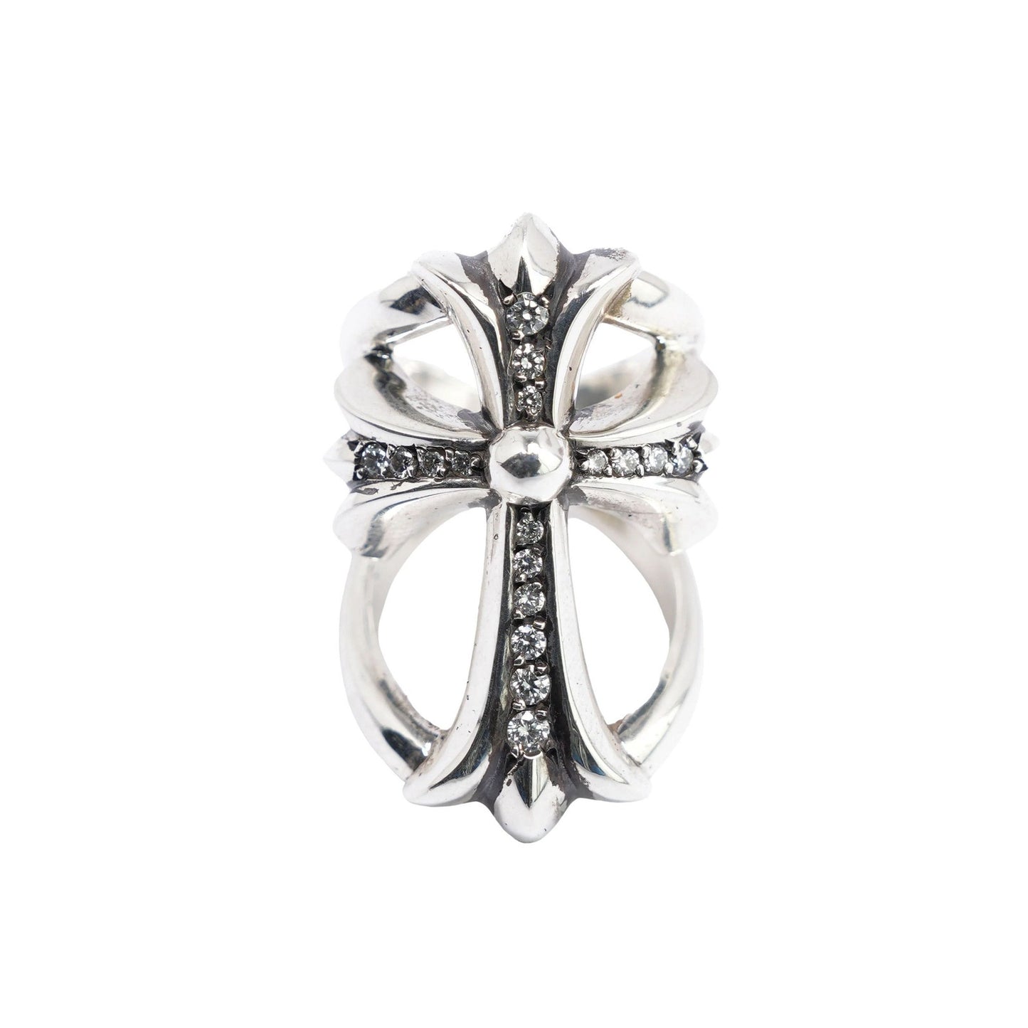 CHROME HEARTS SILVER PAVE DIAMOND INFINITY RING SIZE 8