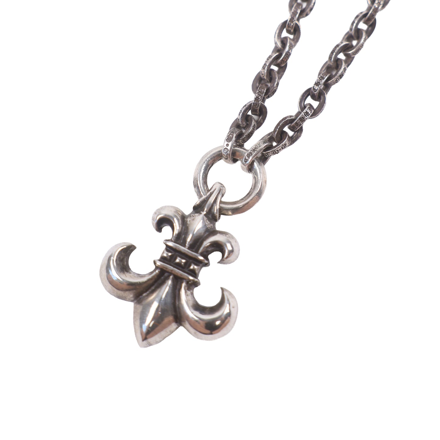 Chrome Hearts Fleur De Lis Pendant & Paper Chain 20 Inch
