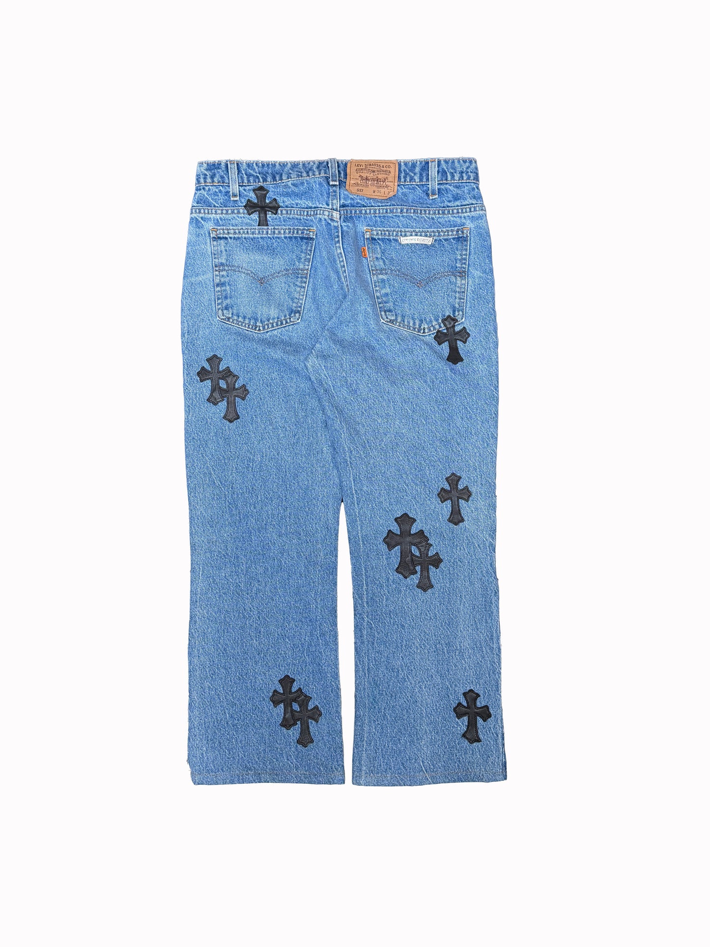 Chrome Hearts Light Wash Cross Patch Denim Levi's Orange Tab 517