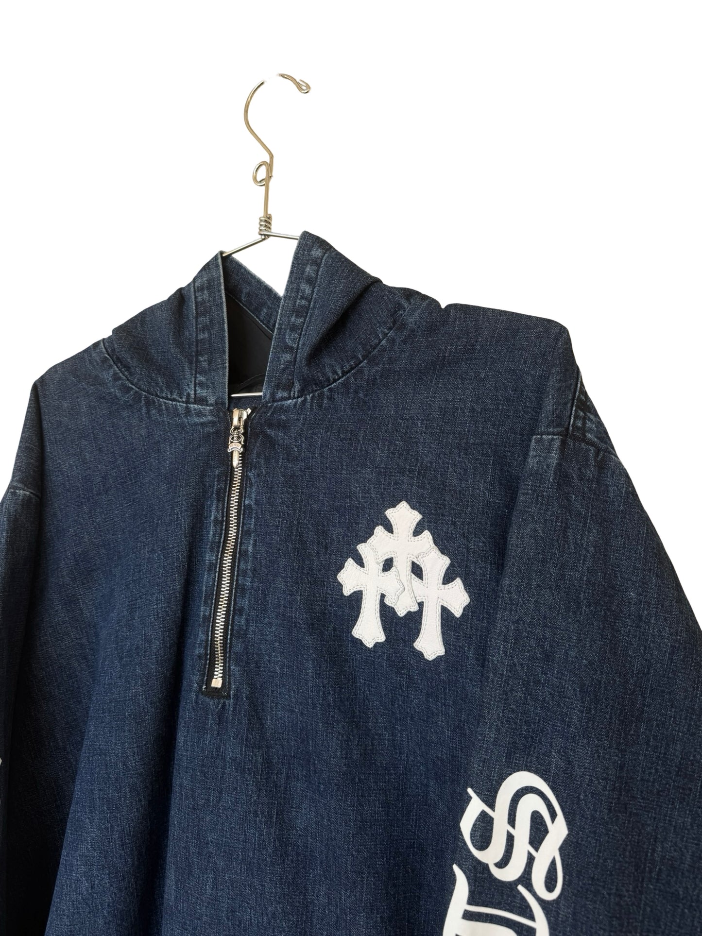 Chrome Hearts Blue & White Cross Patch Denim Anorak