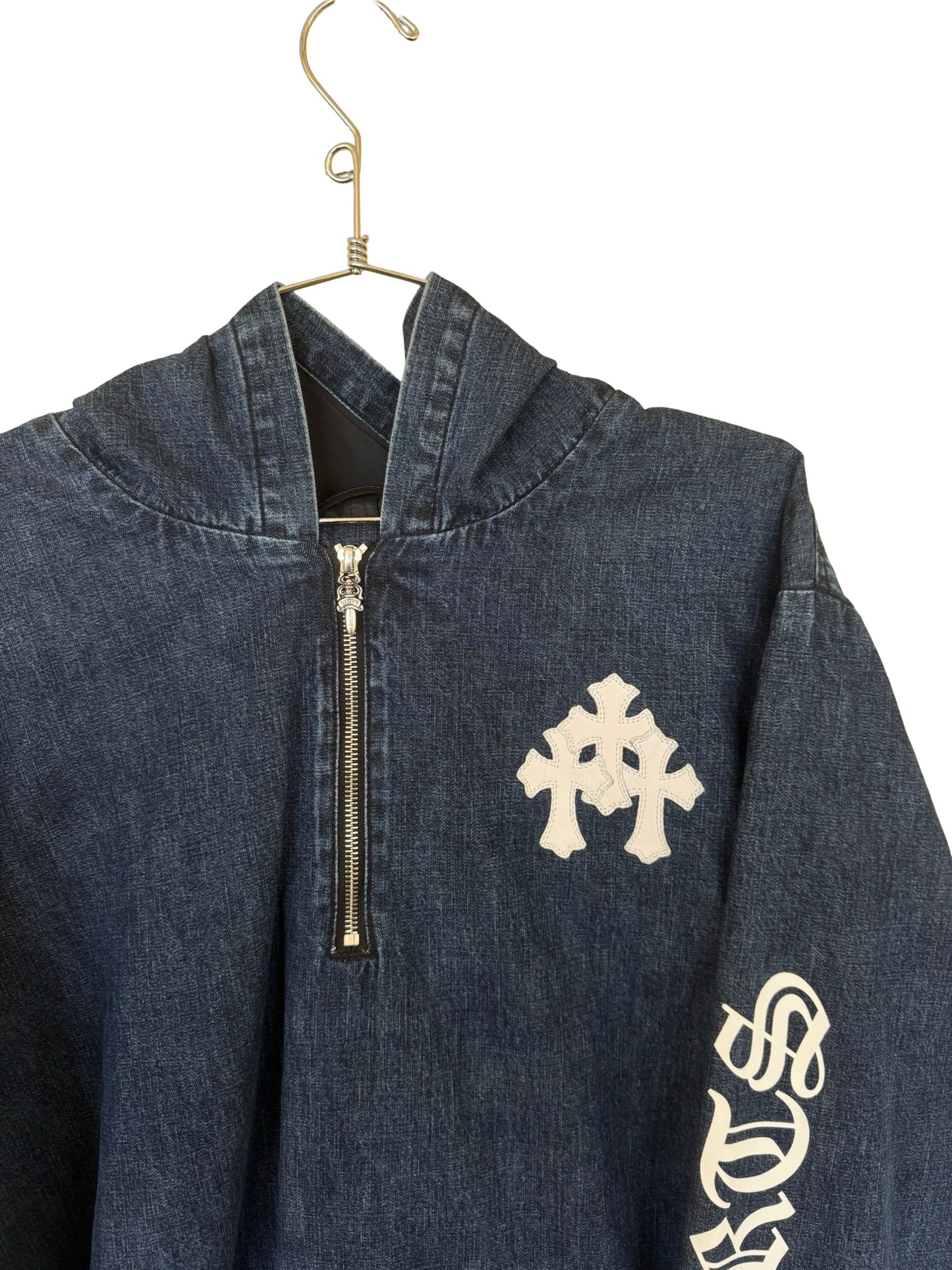 Chrome Hearts Blue & White Cross Patch Denim Anorak