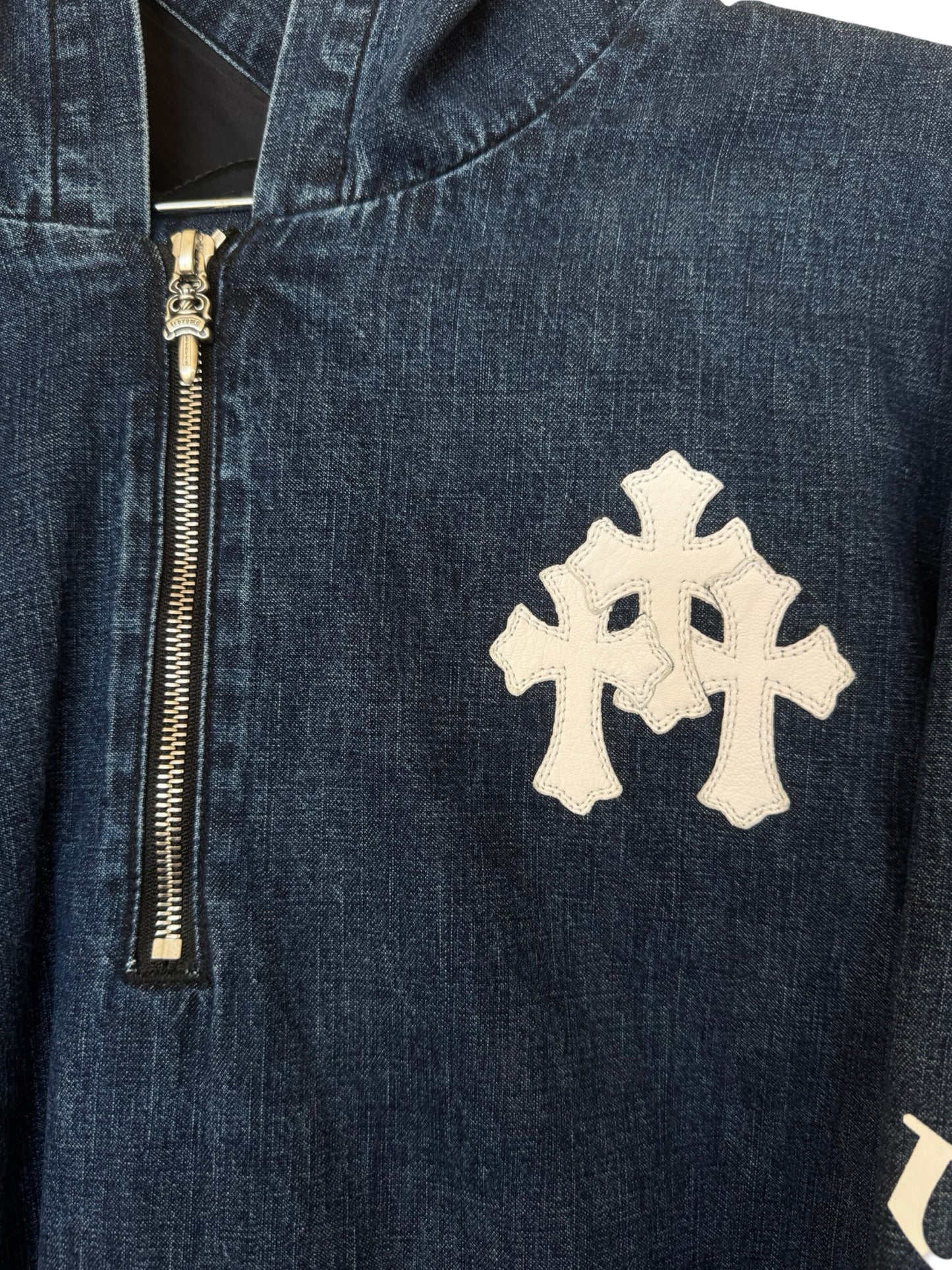 Chrome Hearts Blue & White Cross Patch Denim Anorak