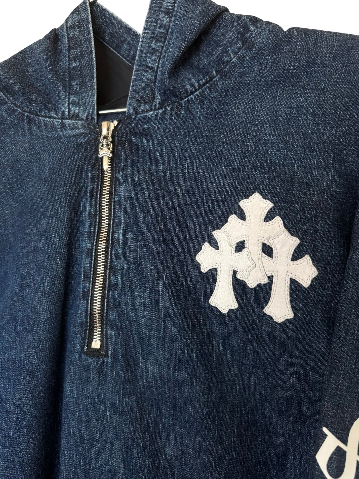 Chrome Hearts Blue & White Cross Patch Denim Anorak