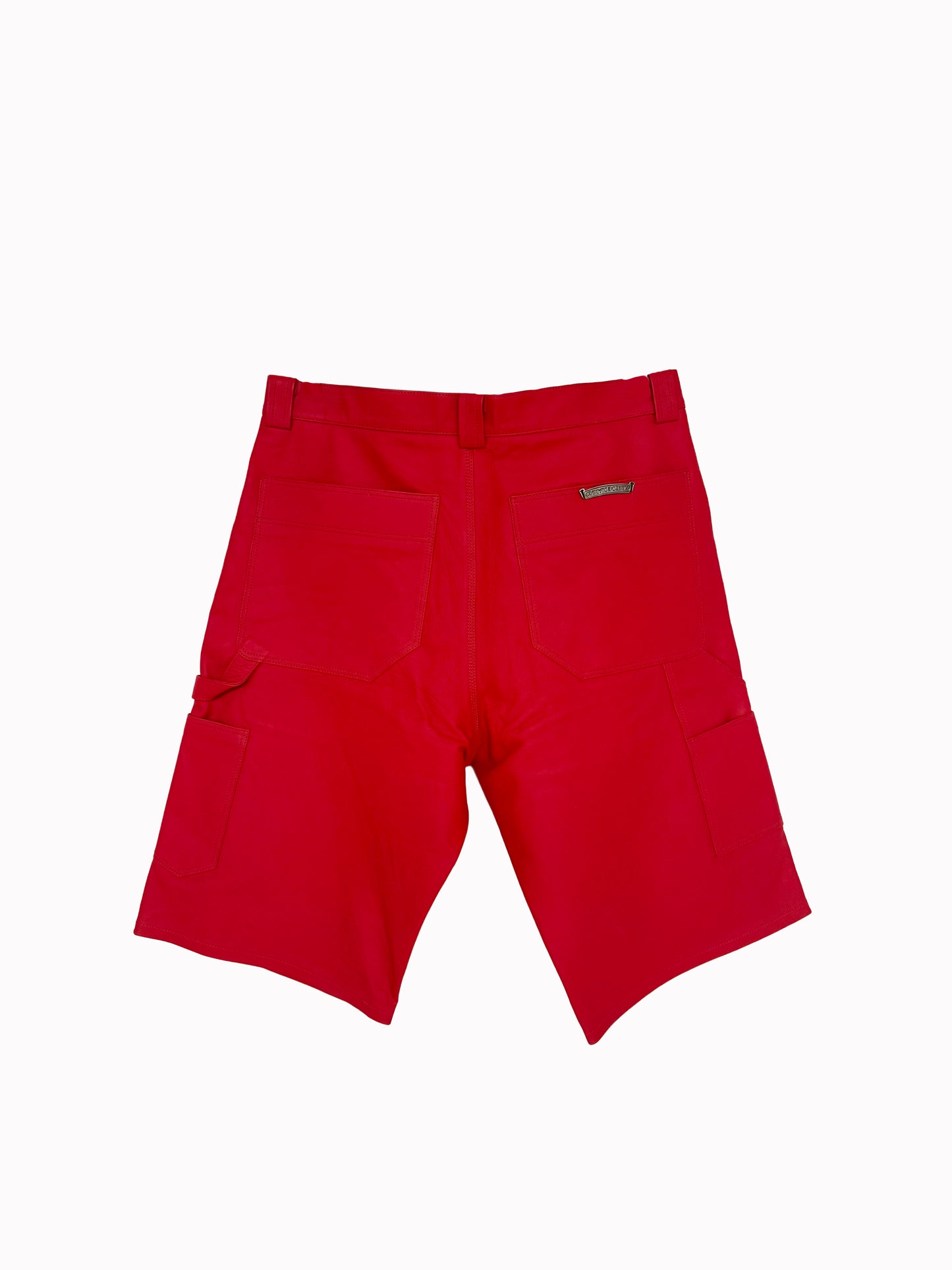 CHROME HEARTS RED LEATHER FLEUR SHORTS RARE