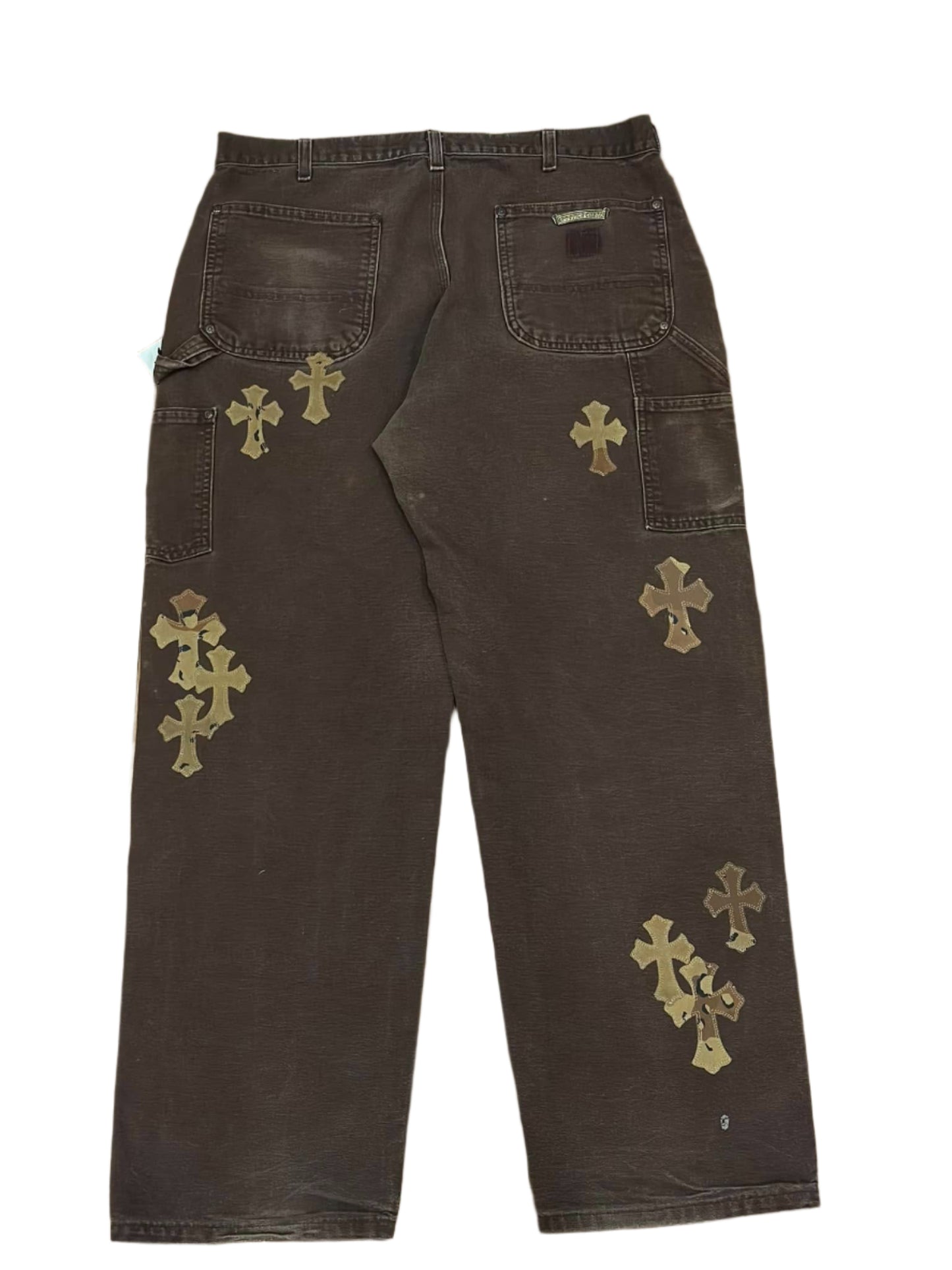 CHROME HEARTS SEX RECORDS BROWN DOUBLE KNEE PANTS SIZE 34