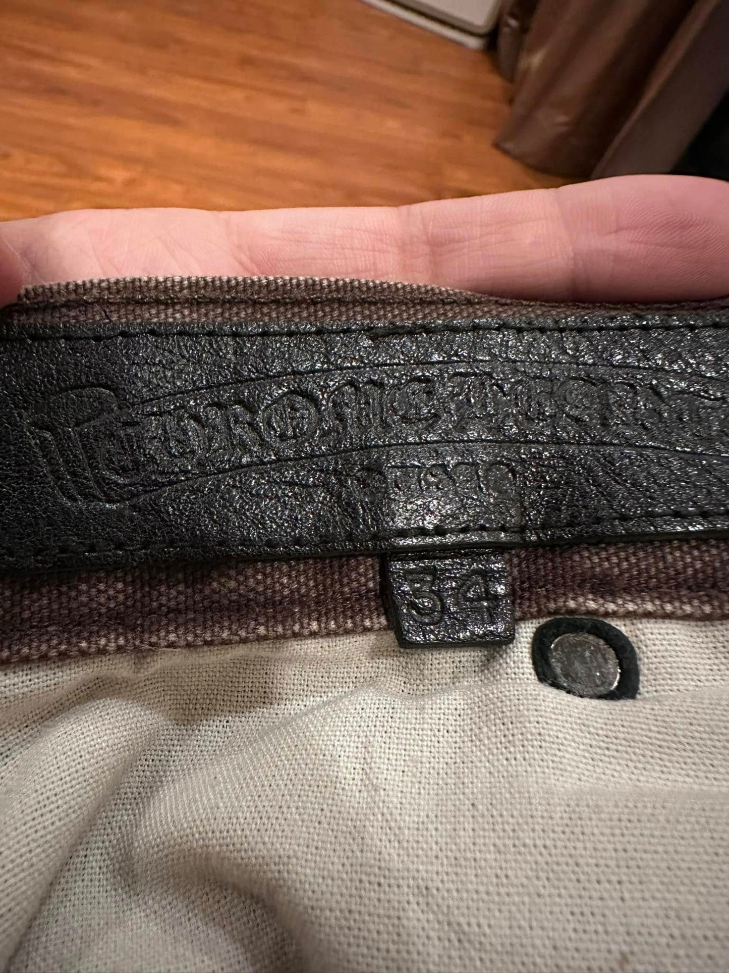 CHROME HEARTS SEX RECORDS BROWN DOUBLE KNEE PANTS SIZE 34