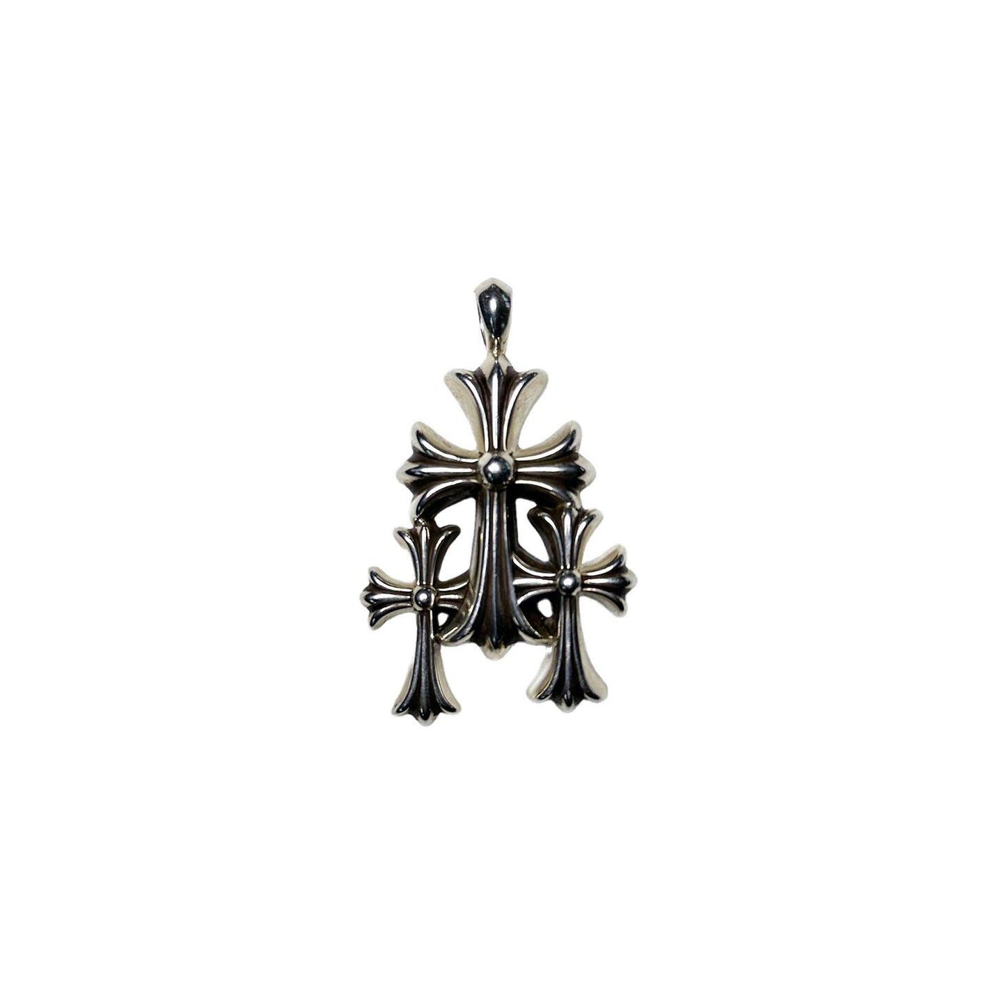 Chrome Hearts Triple Cross Pendant Sterling Silver New