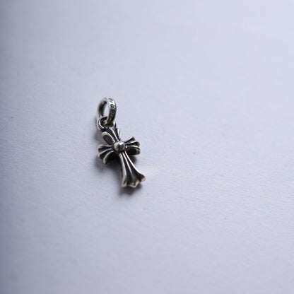 CHROME HEARTS PAVE EMERALD BABY FAT CROSS CHARM PENDANT