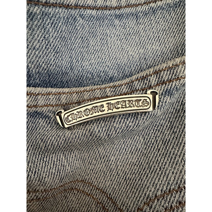 CHROME HEARTS LEVIS LIGHT WASH ORANGE TAB CROSS PATCH DENIM