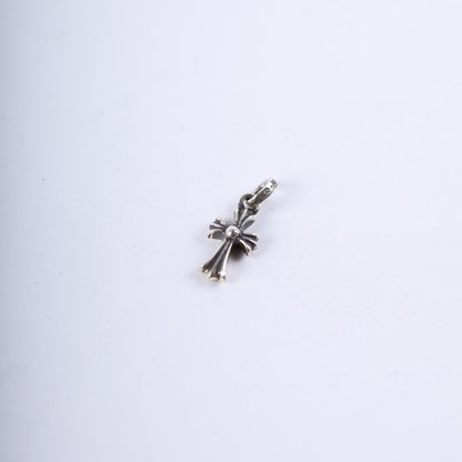 CHROME HEARTS PAVE EMERALD BABY FAT CROSS CHARM PENDANT