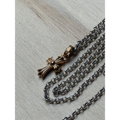 CHROME HEARTS 22K GOLD PAVE RUBY BABY PHAT CROSS PENDANT