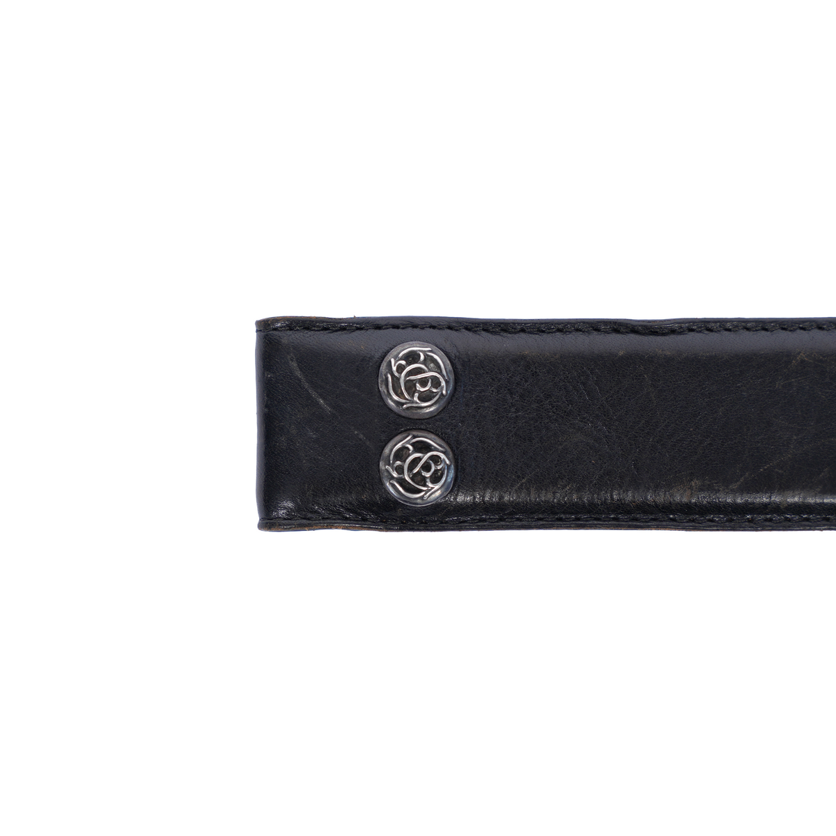 CHROME HEARTS CELTIC BLACK LEATHER STRAP SZ 30