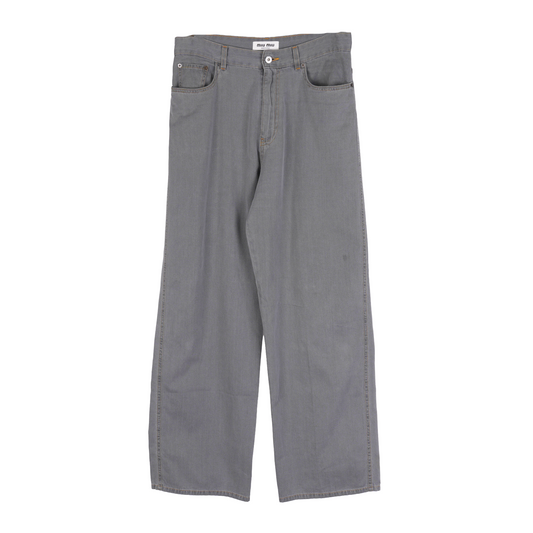 Miu Miu LOGO EMBROIDERED PANTS