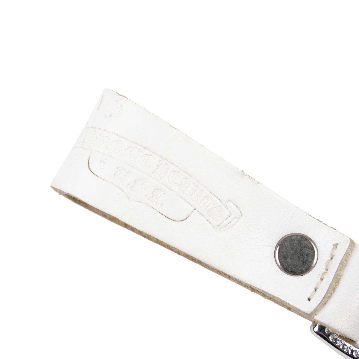 CHROME HEARTS WHITE LEATHER STAR BELT LOOP