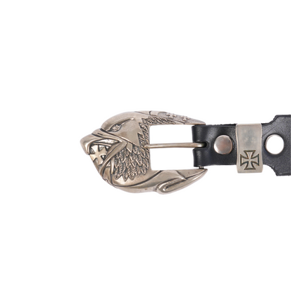 ERD Eagle Iron Cross Studded Leather Belt