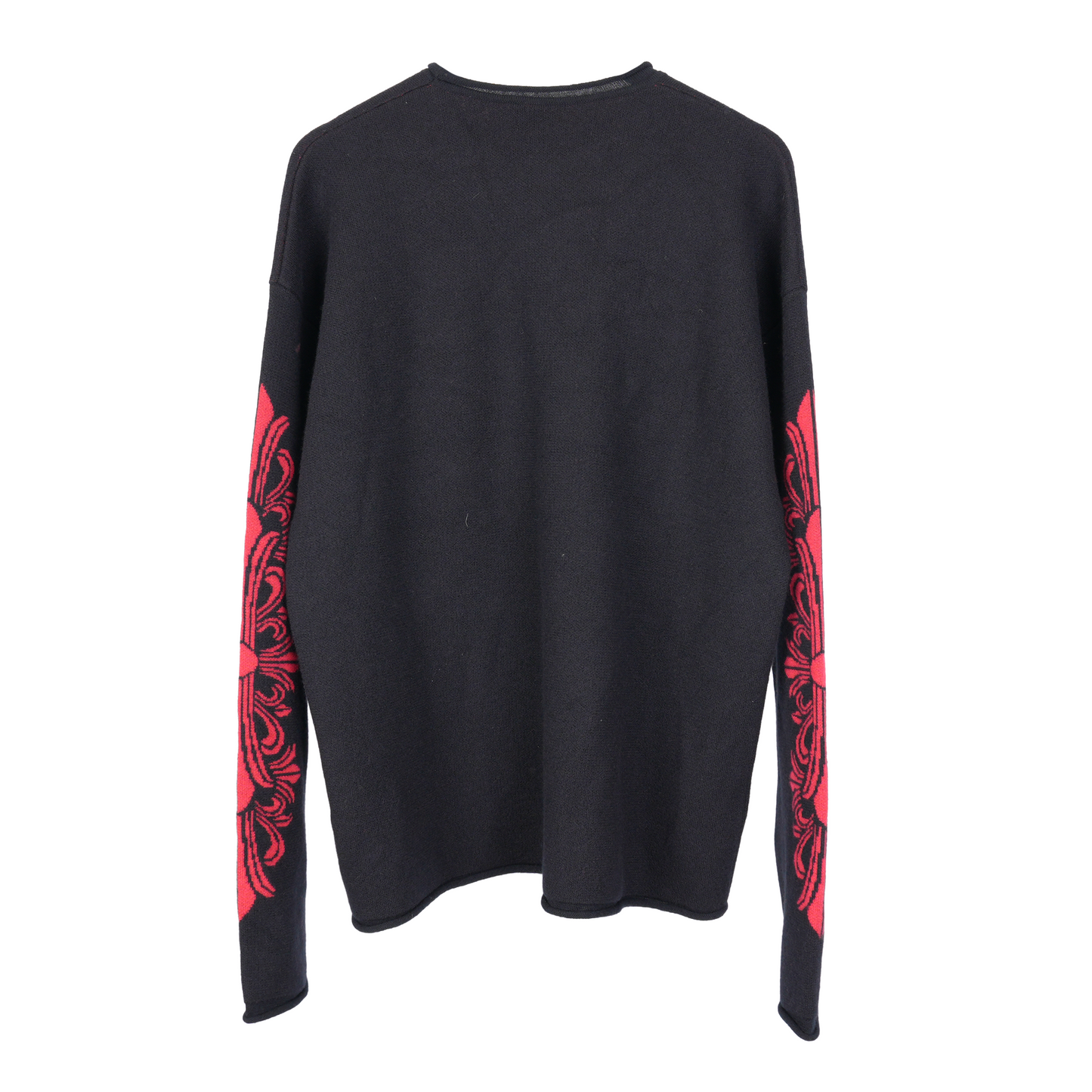 CHROME HEARTS RED PATENT PATCH FLORAL CASHMERE SWEATER