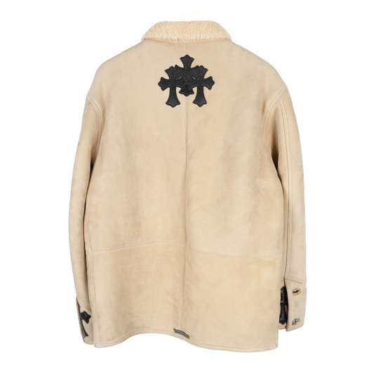 CHROME HEARTS 1 OF 1 CROSS PATCH SHEARLING JACKET