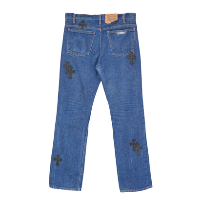 CHROME HEARTS BLACK PATCH DARK WASH LEVIS 517