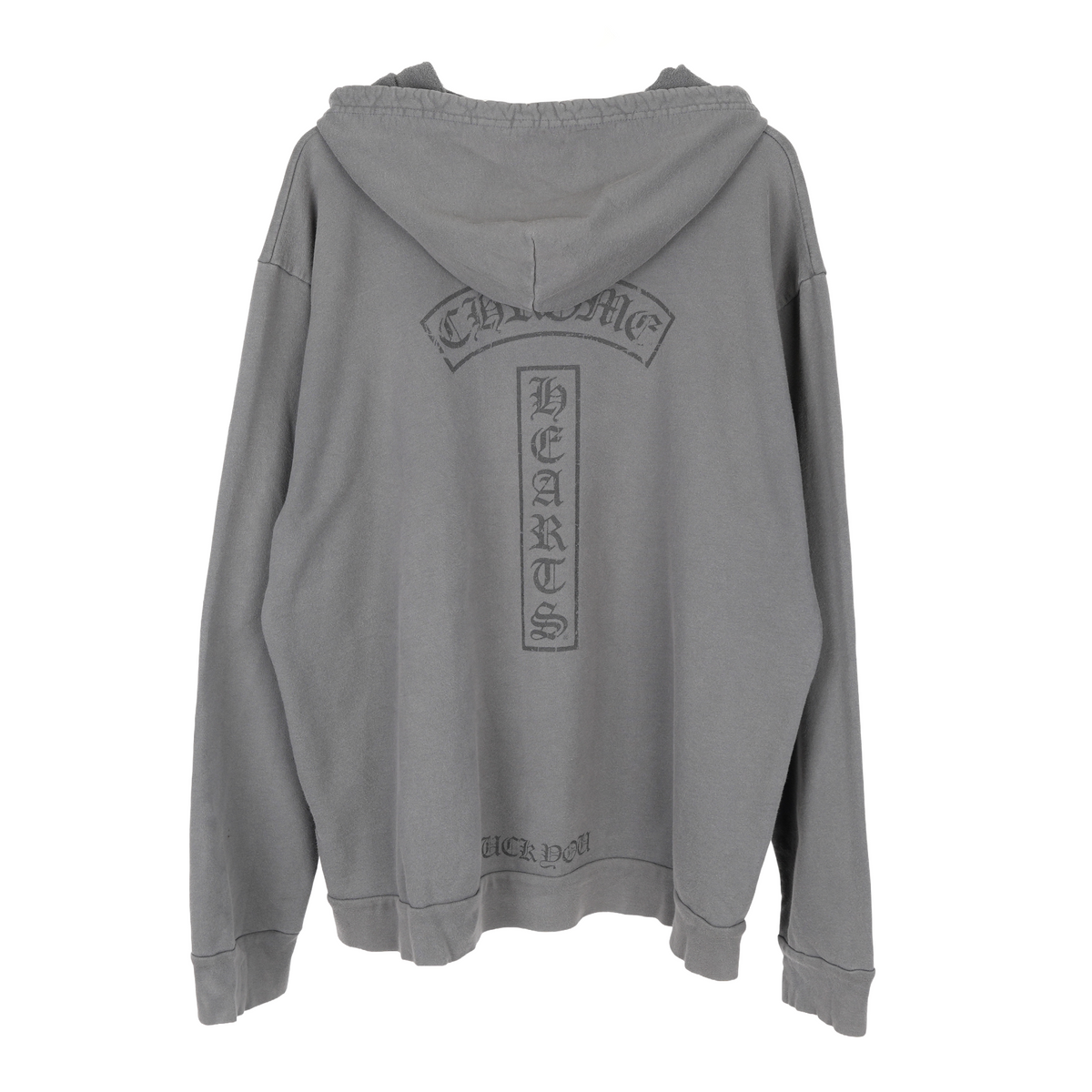 CHROME HEARTS VINTAGE FADED SCRIPT T BAR LOGO ZIP UP HOODIE
