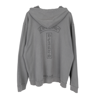 CHROME HEARTS VINTAGE FADED SCRIPT T BAR LOGO ZIP UP HOODIE