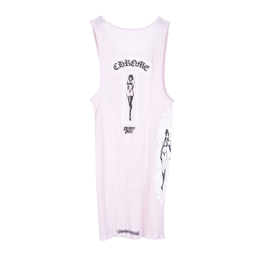 CHROME HEARTS PINK DEADLY DOLL TANK-TOP DRESS