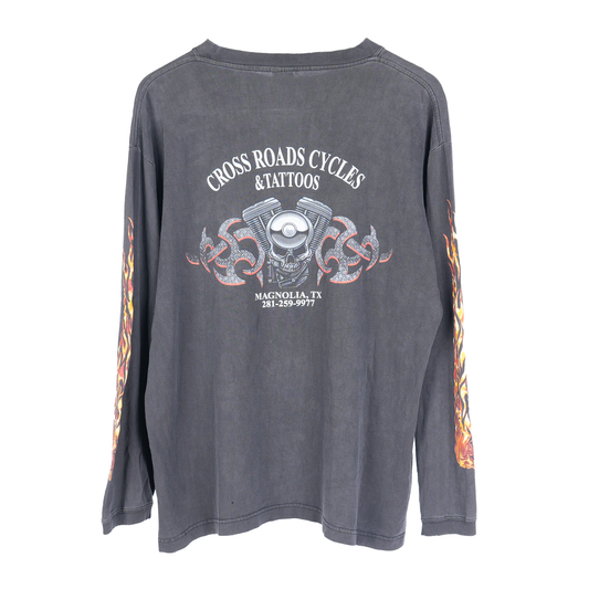 VINTAGE FLAME MOTORCYCLE LONG SLEEVE TEE