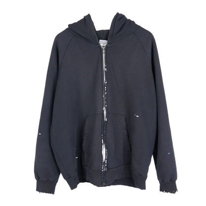 VINTAGE THRASHED BLANK THERMAL LINED ZIP UP HOODIE