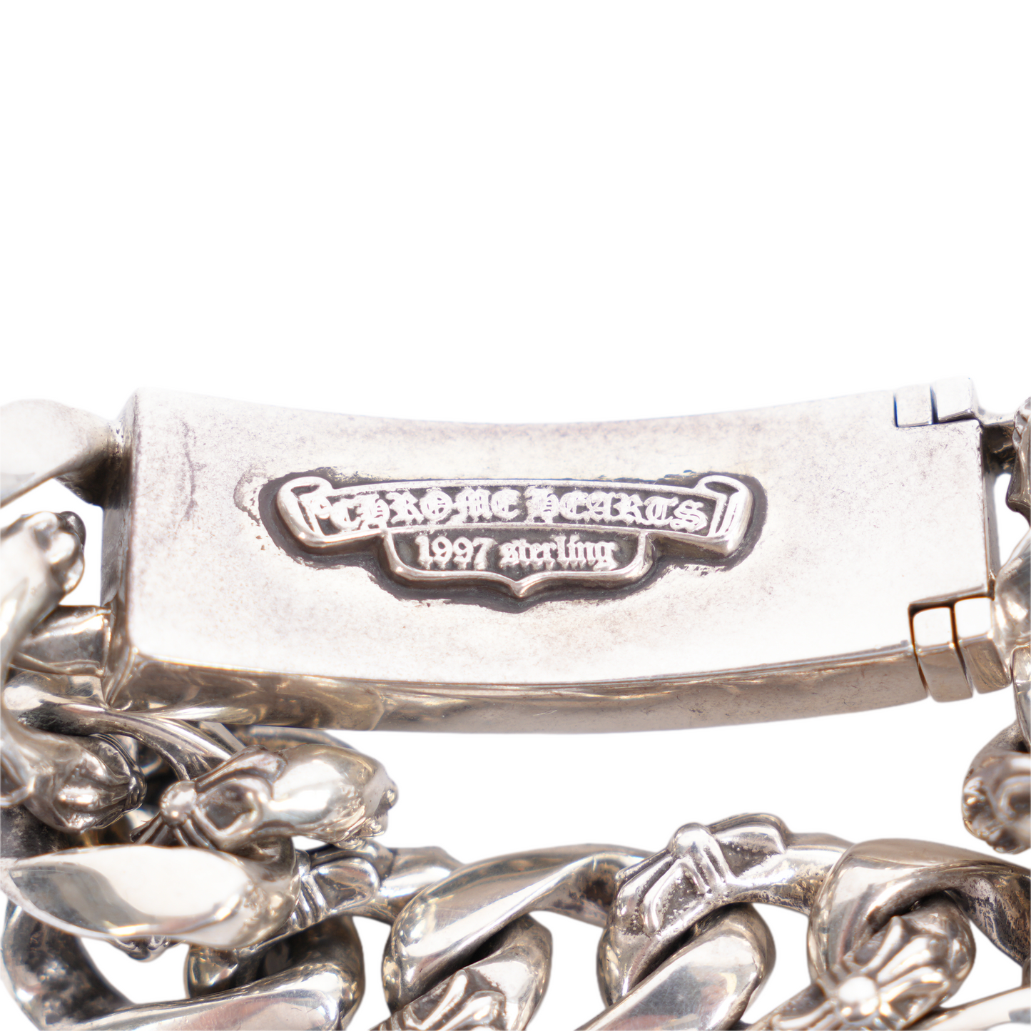 Chrome Hearts Silver ID Cross FANCY LINK CUBAN BRACELET