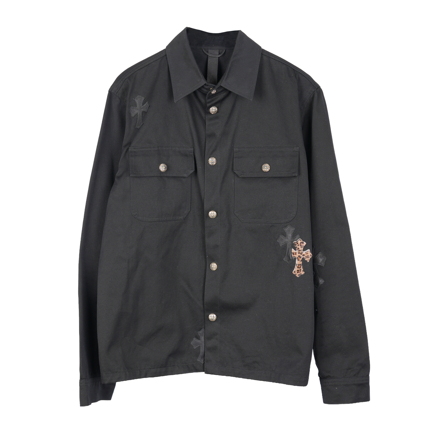 CHROME HEARTS BLACK CHEETAH PATCH WORK DOG JACKET