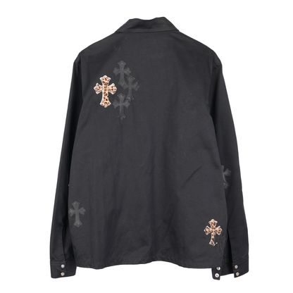 CHROME HEARTS BLACK CHEETAH PATCH WORK DOG JACKET
