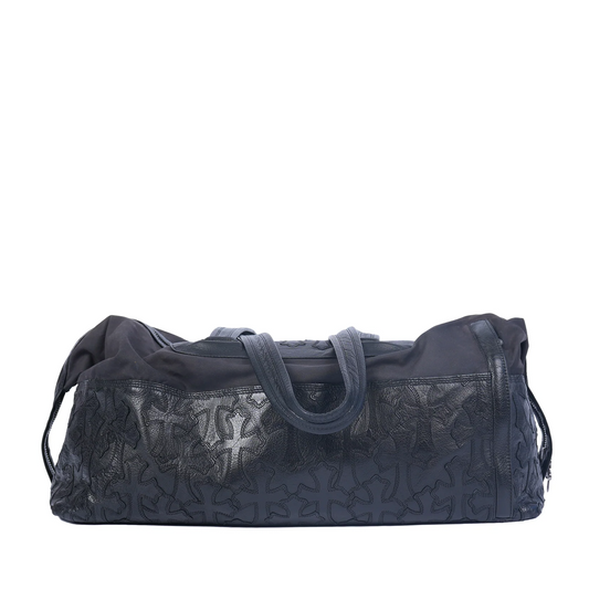CHROME HEARTS BLACK LEATHER PATCH DUFFLE BAG
