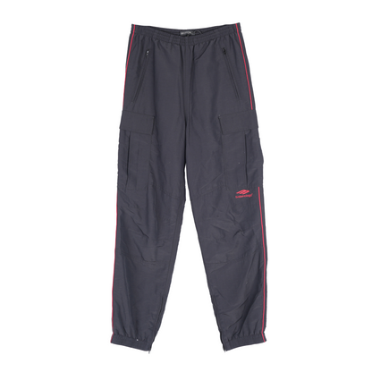 BALENCIAGA RED LINED NYLON CARGO TRACK PANTS