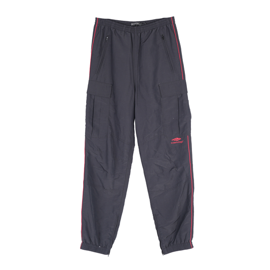 BALENCIAGA RED LINED NYLON CARGO TRACK PANTS