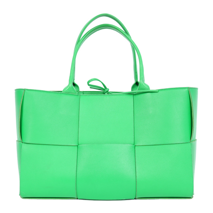 BOTTEGA VENETA LEATHER GREEN TOTE BAG