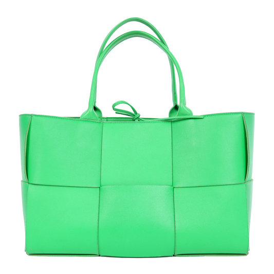 BOTTEGA VENETA LEATHER GREEN TOTE BAG