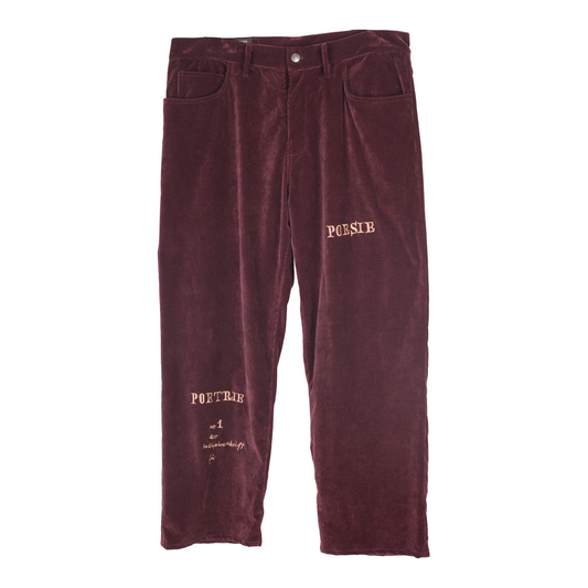 ENFANTS RICHES DÉPRIMÉS ERD BURGUNDY POESIE CORDUROY LOOSE TROUSERS