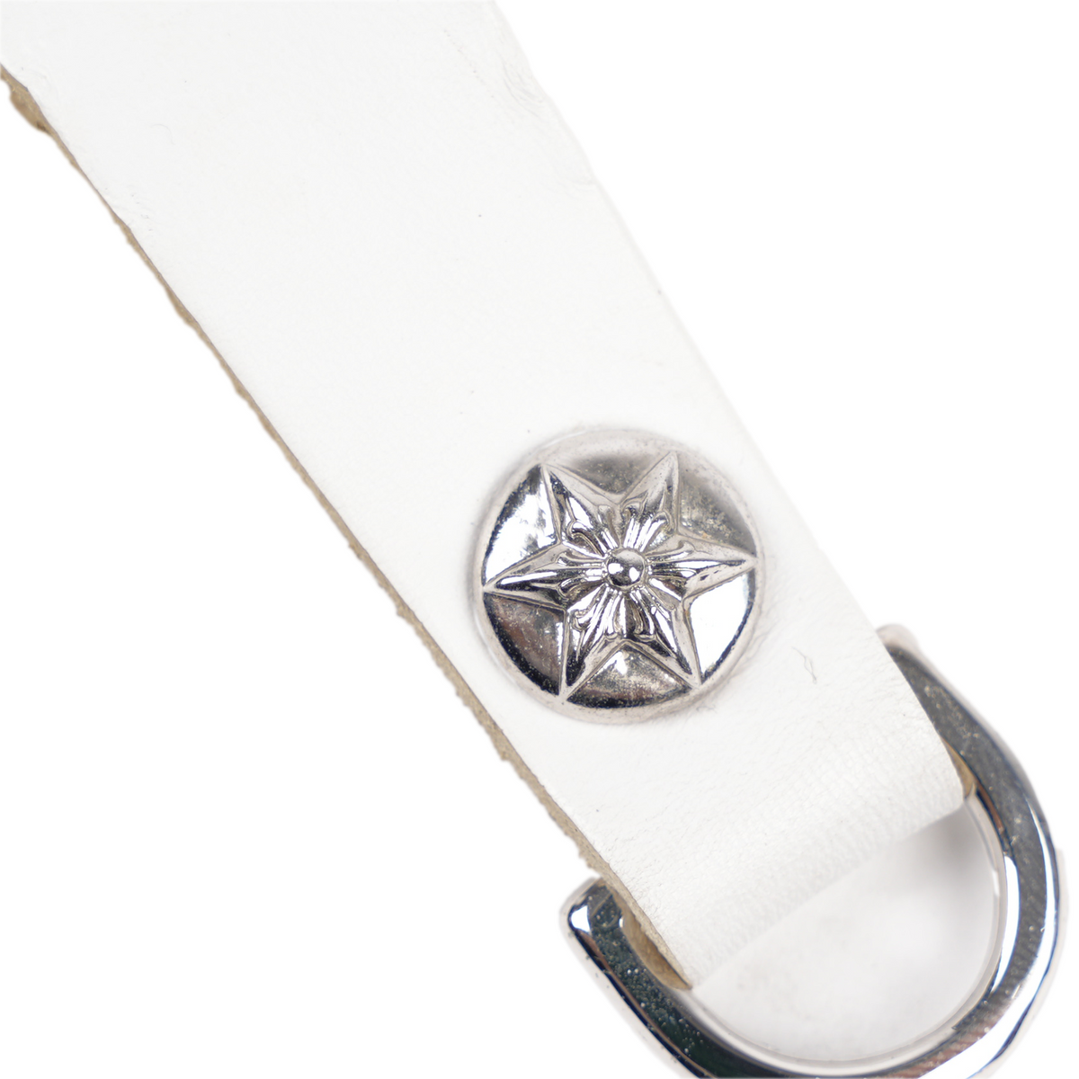 CHROME HEARTS WHITE LEATHER STAR BELT LOOP