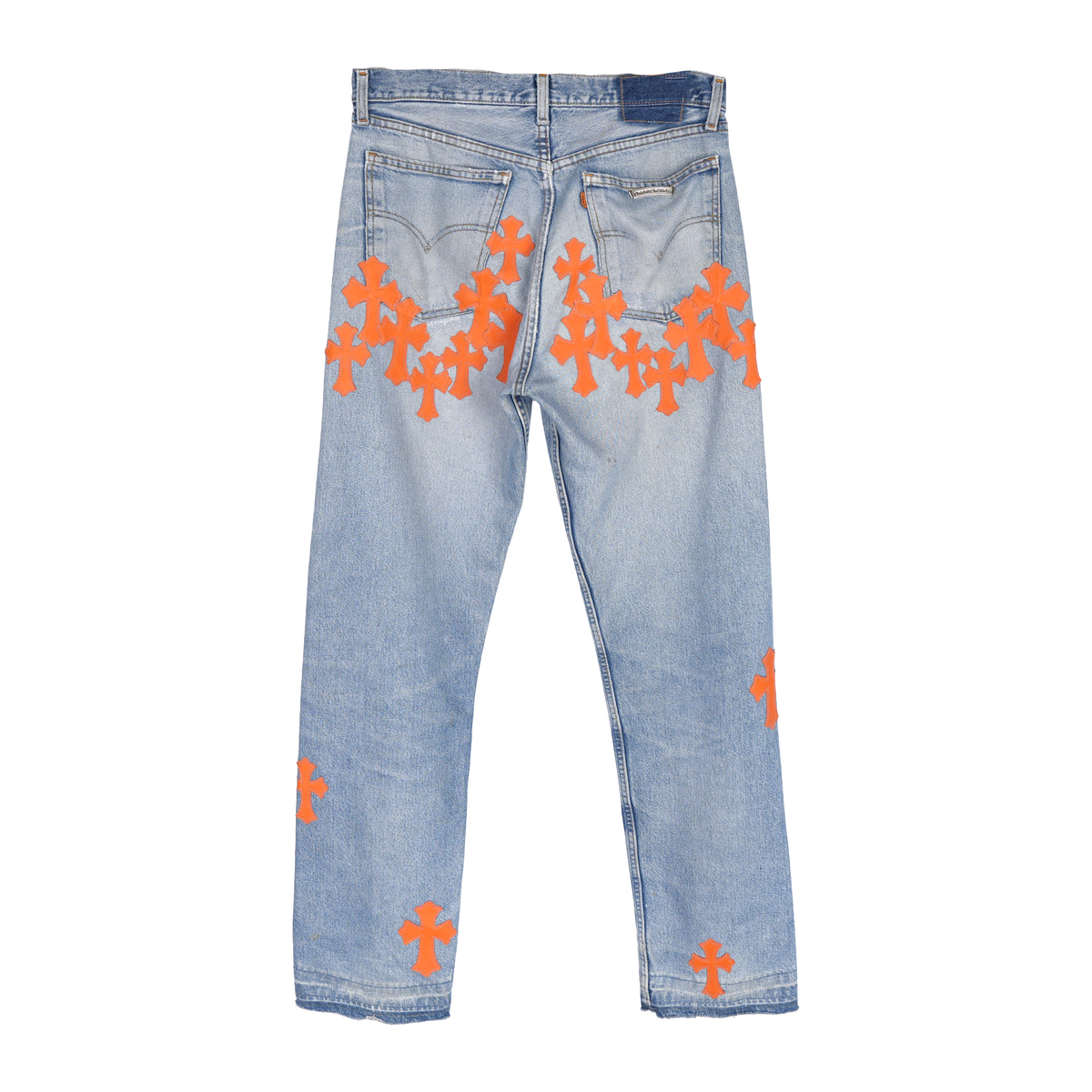 CHROME HEARTS FLOODED ORANGE PATCH LIGHT WASH LEVIS DENIM