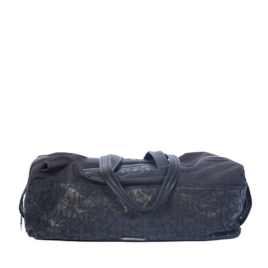 CHROME HEARTS BLACK LEATHER PATCH DUFFLE BAG