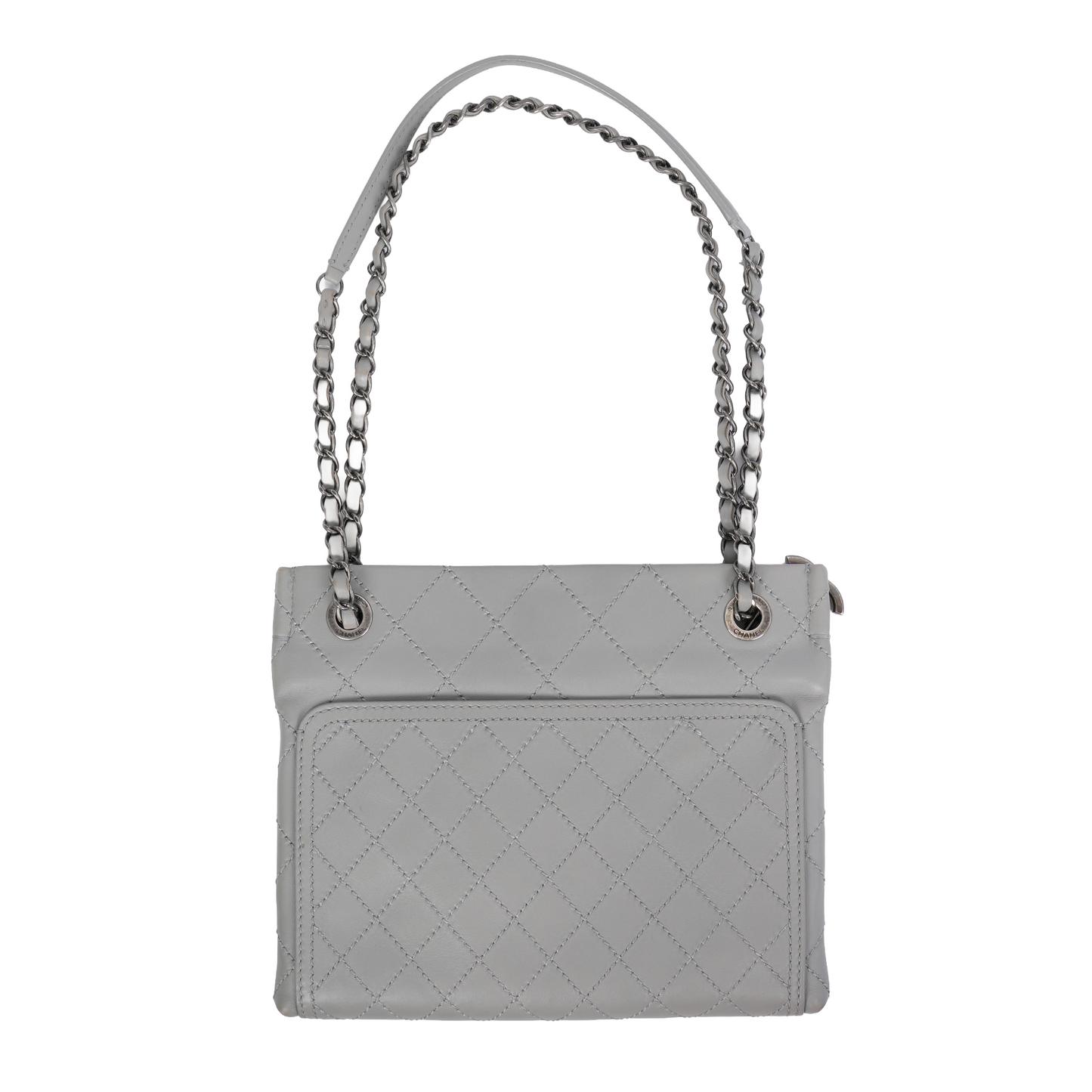 CHANEL GREY QUILTED SIDE PURSE