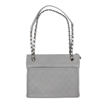 CHANEL GREY QUILTED SIDE PURSE
