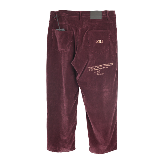 ENFANTS RICHES DÉPRIMÉS ERD BURGUNDY POESIE CORDUROY LOOSE TROUSERS