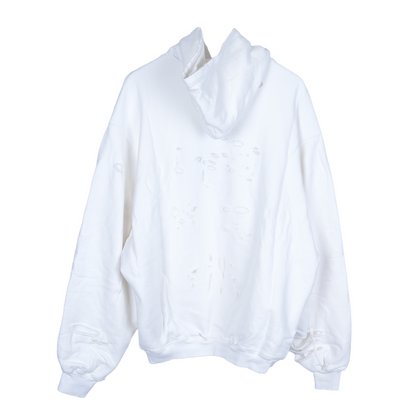 BALENCIAGA WHITE DESTROYED HOODIE