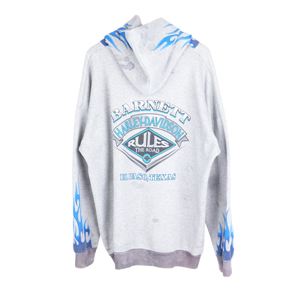 VINTAGE THRASHED HARLEY DAVIDSON BLUE FLAME HOODIE