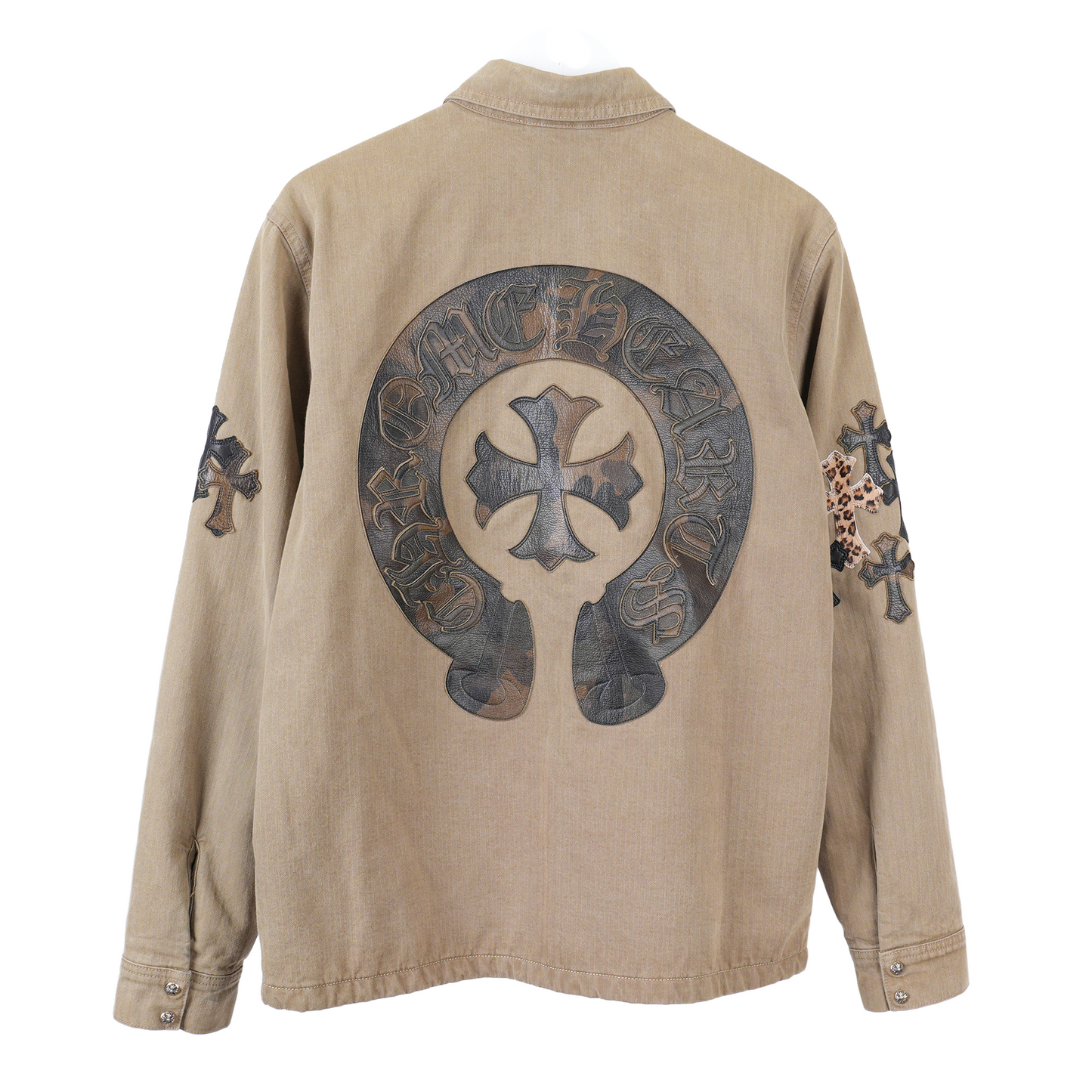 1/1 CHROME HEARTS KHAKI WORK JACKET CROSS PATCH WITH HORSESHOE