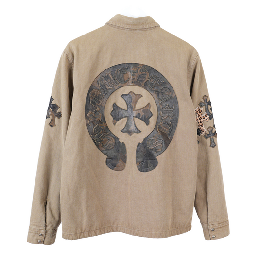 1/1 CHROME HEARTS KHAKI WORK JACKET CROSS PATCH WITH HORSESHOE