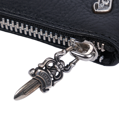 CHROME HEARTS BLACK ZIP CROSS PATCH WALLET