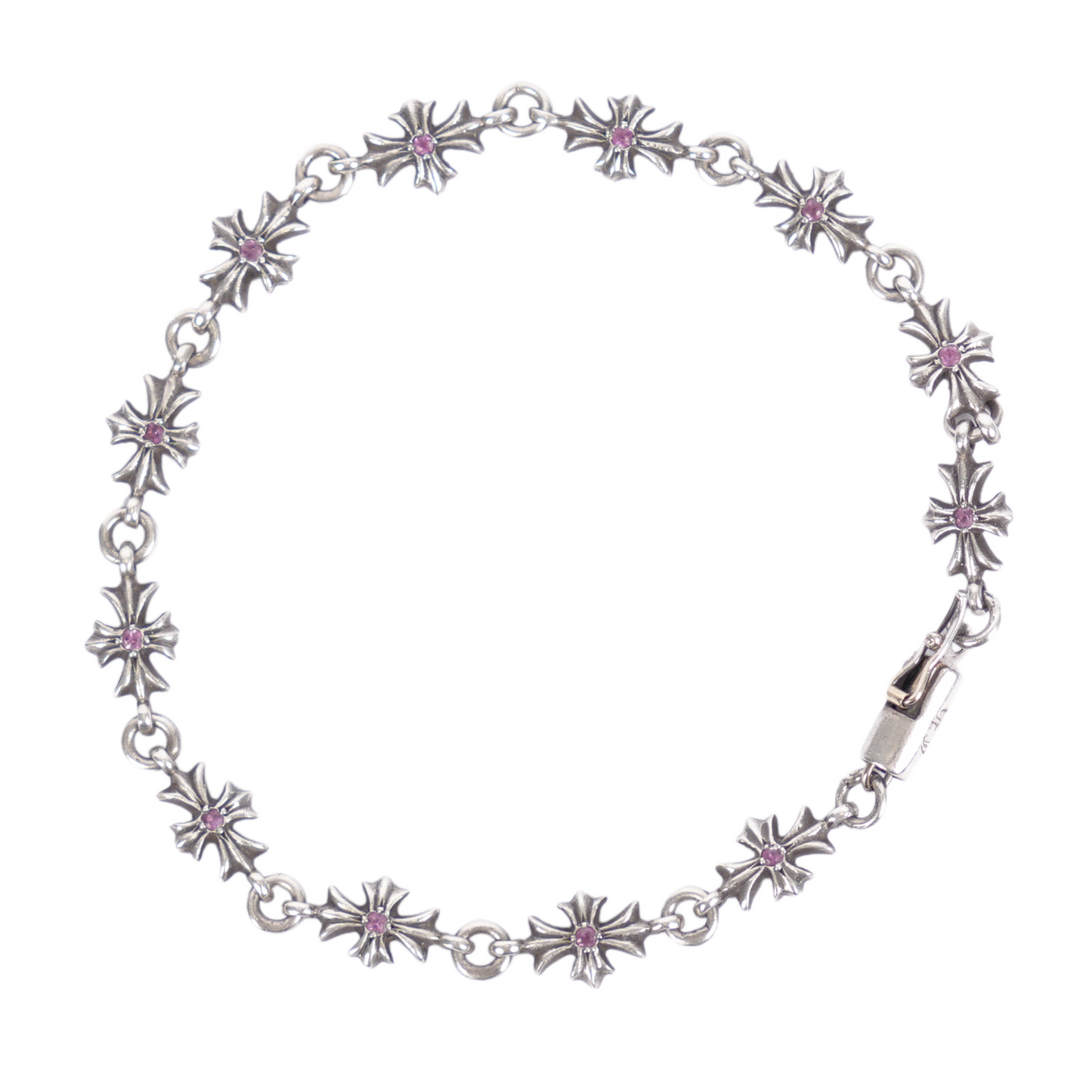 CHROME HEARTS PINK SAPPHIRE TINY E BRACELET 12 LINK