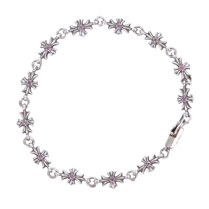 CHROME HEARTS PINK SAPPHIRE TINY E BRACELET 12 LINK